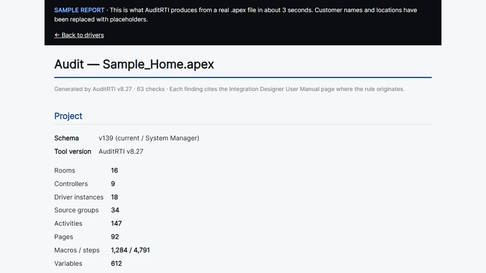 AuditRTI sample output preview